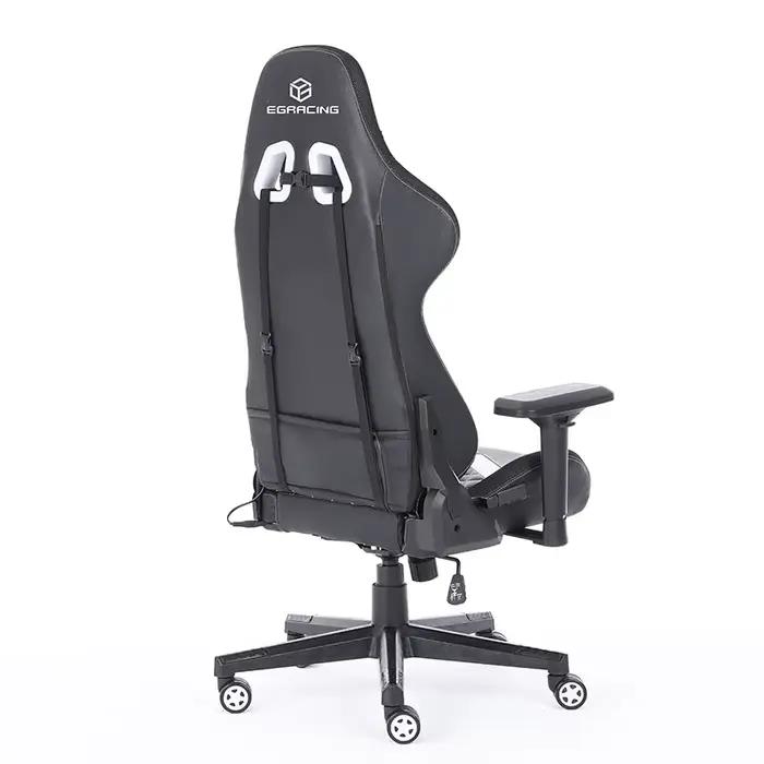 Chaise de jeu ergonomique en cuir PU noir pour bureau et gaming