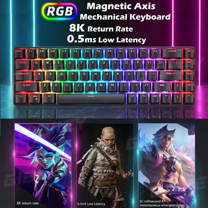 Clavier mécanique de jeu à axe magnétique rétro-éclairage rvb 8K taux de retour commutateur d'échange à chaud gamme de touches personnalisées claviers de jeu e-sports