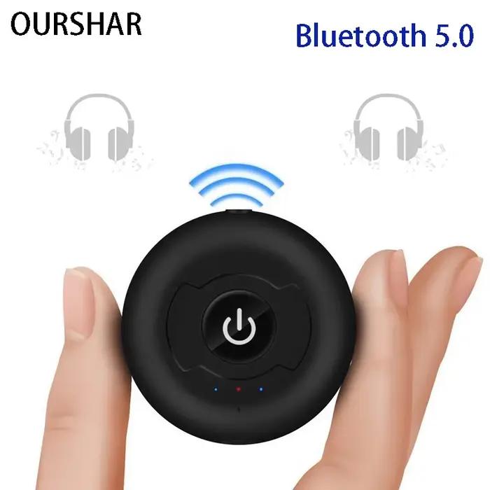 OURSHAR Transmetteur audio Bluetooth multipoint Adaptateur sans fil stéréo haute-fidélité à faible latence Connecter 2 écouteurs 3.5 pour la télévision