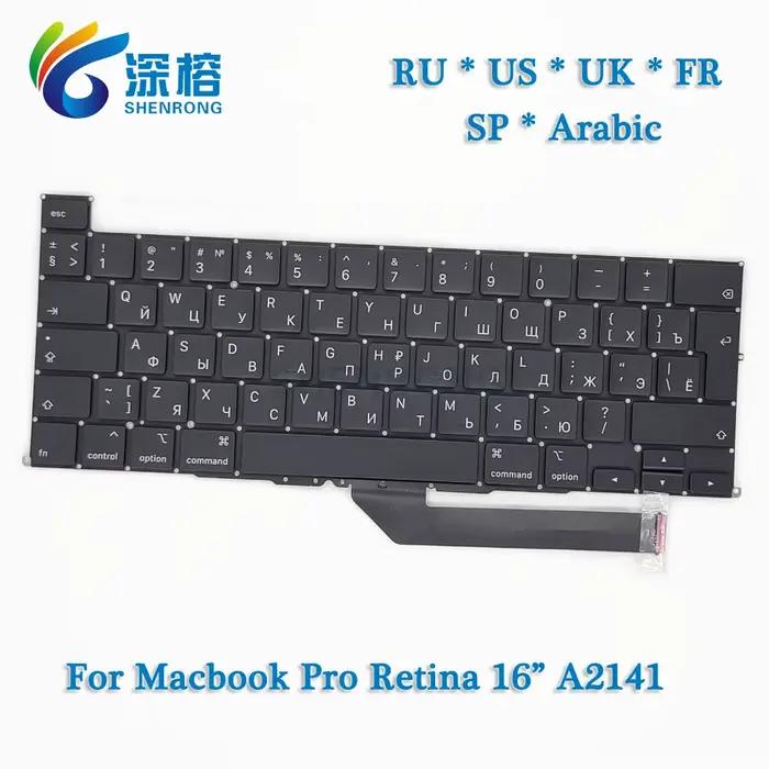 Nouveau clavier A2141 EU UK US anglais FR français espagnol allemand russe arabe pour MacBook Pro Retina 16
