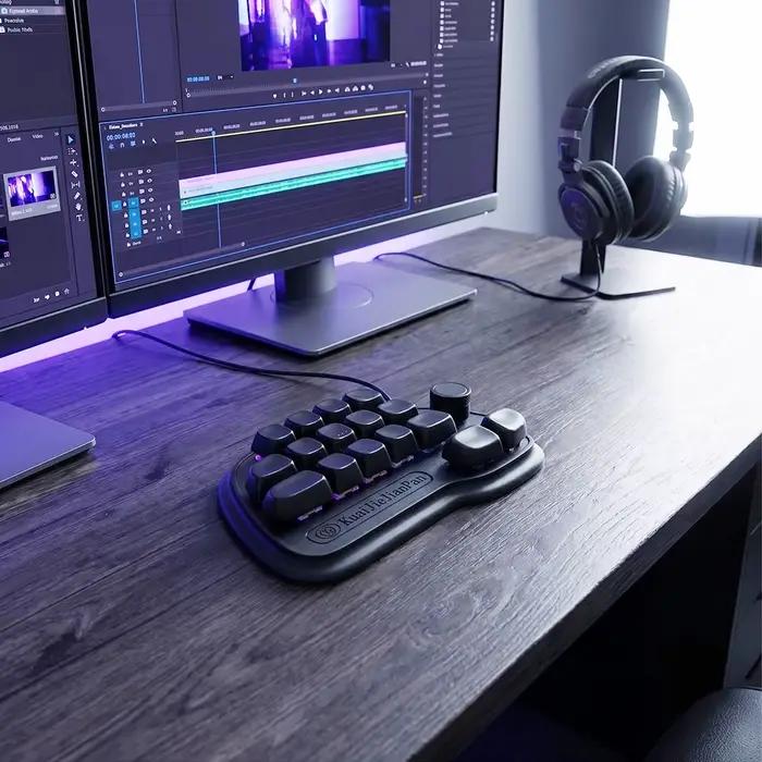 Mini Clavier Multifonctionnel à 17 Touches avec Disposition Standard et 6 Niveaux d'Enregistrement de Macros pour Bureau et Portable Occasions Spéciales