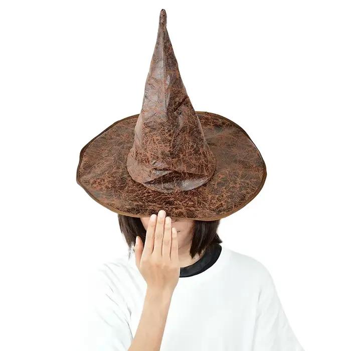 Chapeau de Sorcière en Cuir pour Halloween, Accessoire de Costume de Cosplay, Casquette de Décoration pour Enfant et Adulte