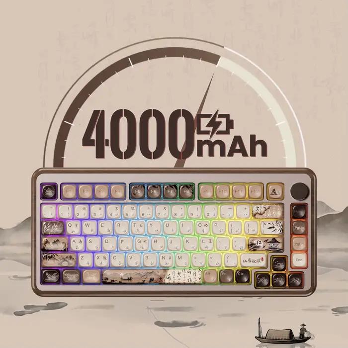Akko MU01 ANSI/MU02 ISOMountain Seclusion clavier mécanique en bois échange à chaud BT 5.0 2.4G sans fil type-c