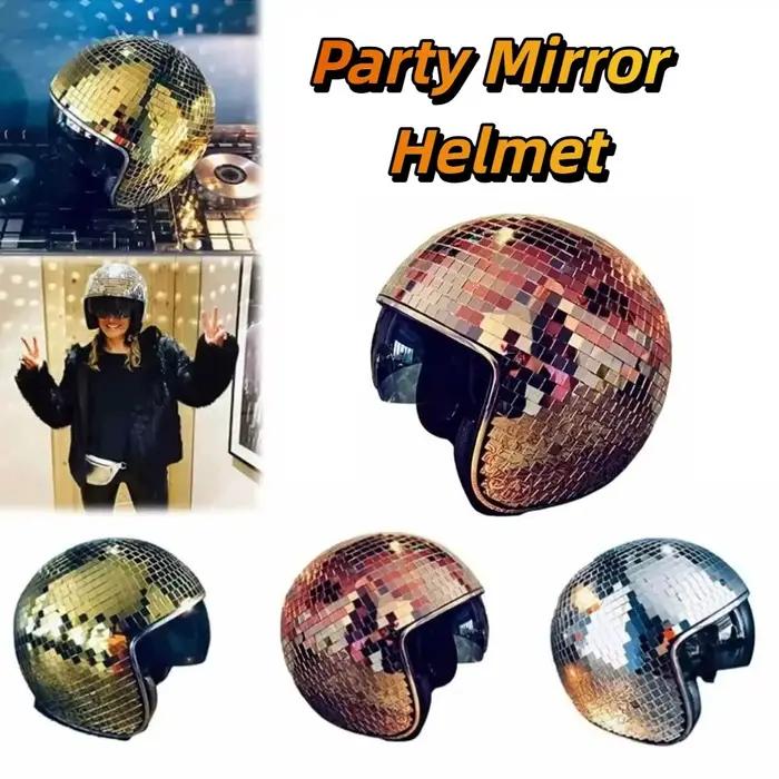 Casque Premium à Effet Miroir Scintillant Conception Entièrement Réfléchissante Visière Rétractable Rabattable Blanc Jaune Rouge Occasions Spéciales