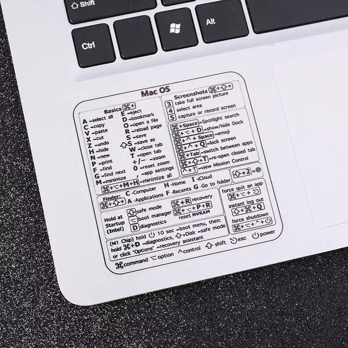 Autocollant de raccourci de clavier de référence Windows PC pour opération MAC OS