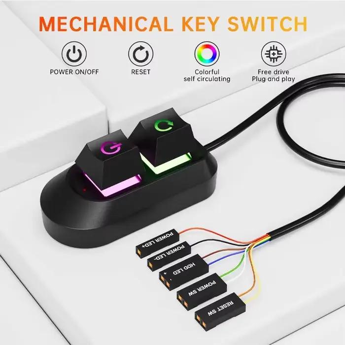 Lumières LED RGB 2M, interrupteur de bureau pour ordinateur