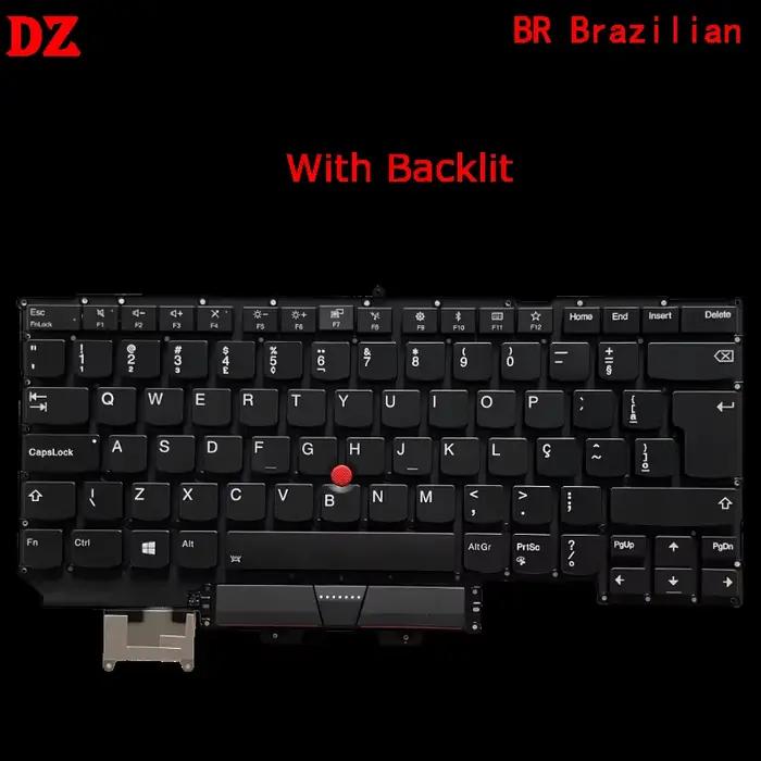 Clavier rétroéclairé LAS Latin Spanish BG FR French BR Brazil HU IL NO BE PT HU DK SE pour ordinateur portable Lenovo Thinkpad X1 Carbon 5e génération