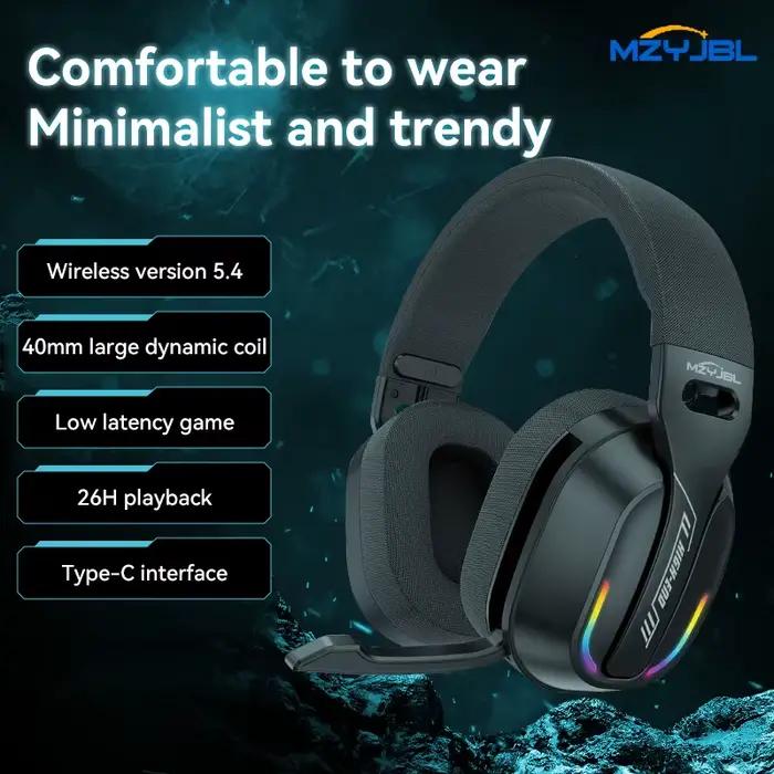 MZYJBL B500 RGB casque de jeu sans fil Bluetooth 5.4 stéréo basse son réduction du bruit écouteurs pour le sport 60H de lecture