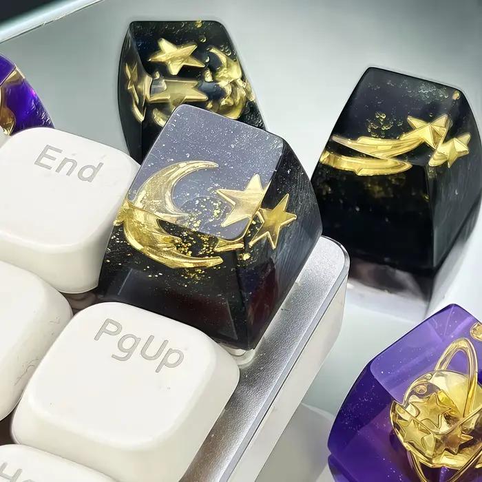 Artisan personnalisé bricolage clavier mécanique résine Keycaps joli soleil et lune/étoiles conception