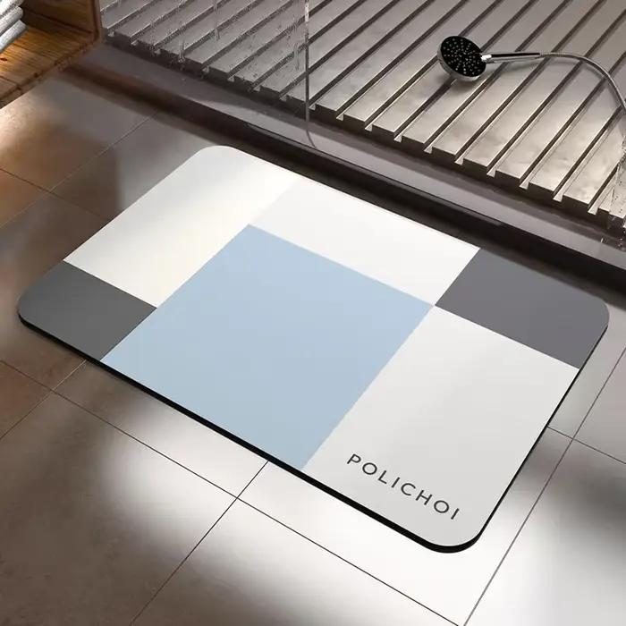Tapis de pied en polymère de bain de pierre de luxe, terre de diatomées, absorbant, antidérapant, tapis de chambre, tapis de toilette, Doorvirus à séchage rapide