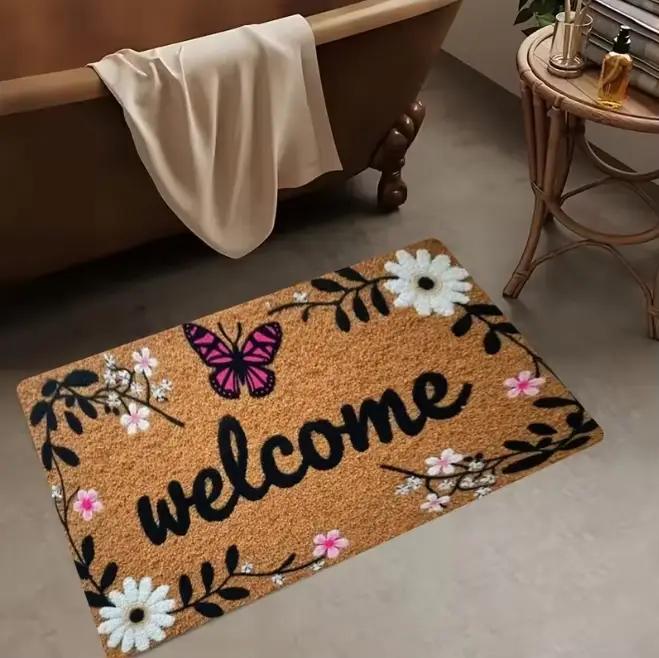 Tapis d'entrée Rose, tapis de bienvenue pour la maison, tapis de sol souple antidérapant, paillasson d'entrée intérieur et extérieur, tapis de sol de cuisine