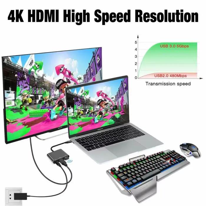 Hub USB-C 3 en 1 pour Charge Rapide et Connexion Multiport Occasions Spéciales Bureau Gaming Professionnel
