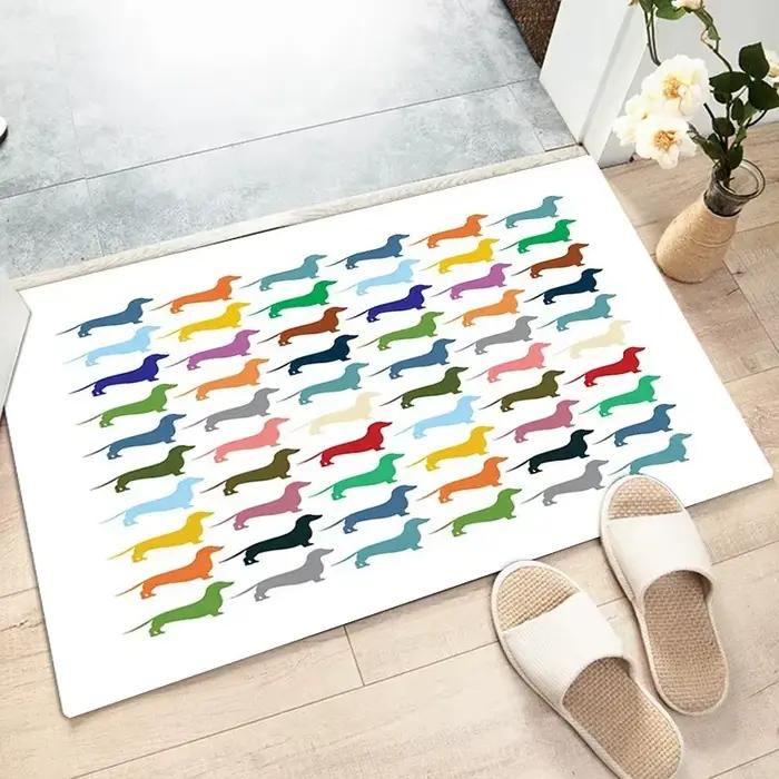 Tapis non ald à motif de chien mignon pour la décoration de la maison, la cuisine, le salon, la décoration de Noël, le sol, le teckel