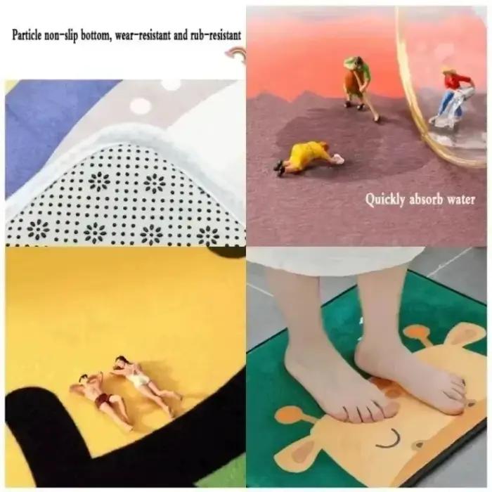 Tapis chat noir mignon dessin animé zone antidérapante paillasson doux tapis de bienvenue pour salon tapis chambre tapis extérieur décor à la maison