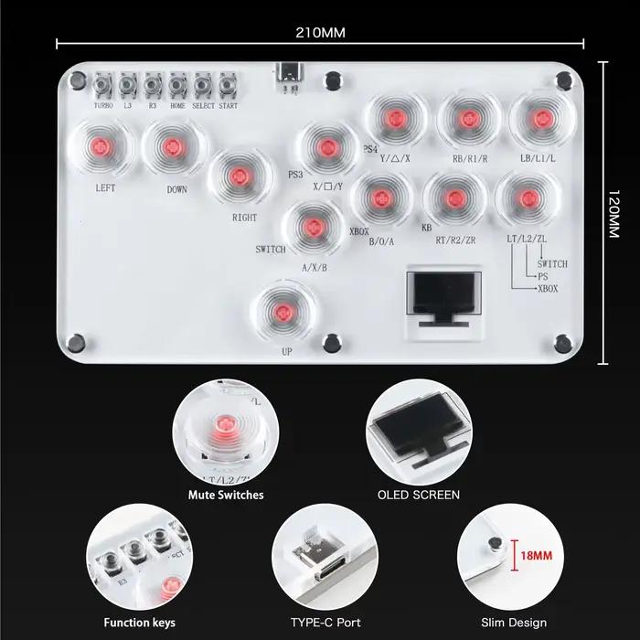 Hitbox contrôleur sans levier bâtons de combat personnalisé 12 touches clavier Arcade à boutons pour PS4/PS3/Switch/PC