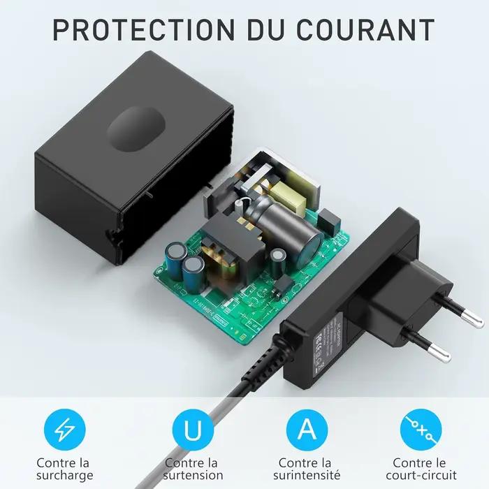 Chargeur pour Nintendo Switch adaptateur secteur 45W charge rapide