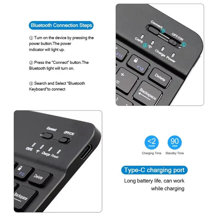 Clavier sans fil Bluetooth arabe à 78 touches