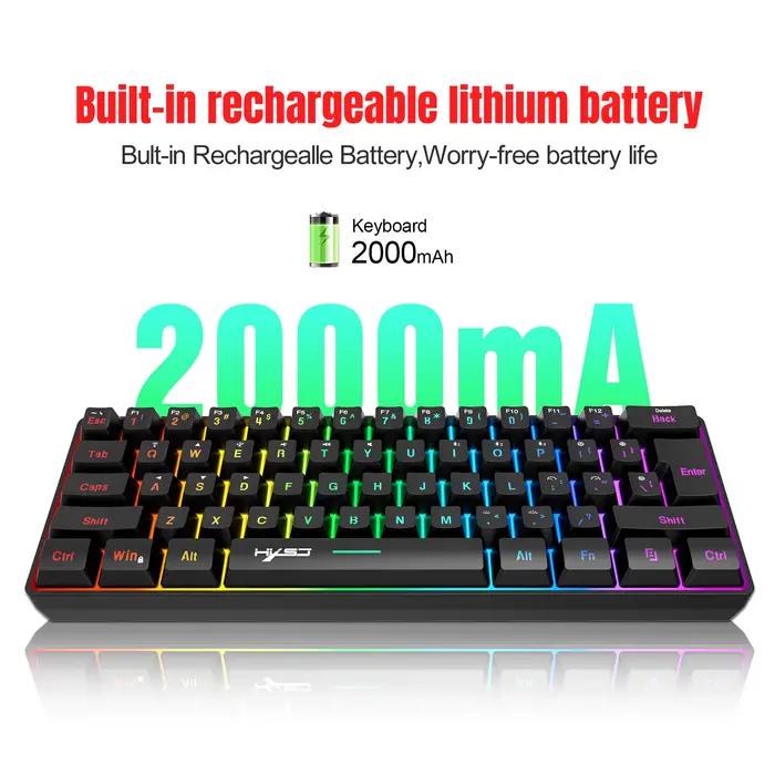 HXSJ L500 clavier de jeu sans fil filaire Tri mode 60% rvb