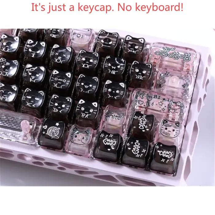 Kit de touches de clavier MOA+MAO « Chat Mignon et Cool » pour PC