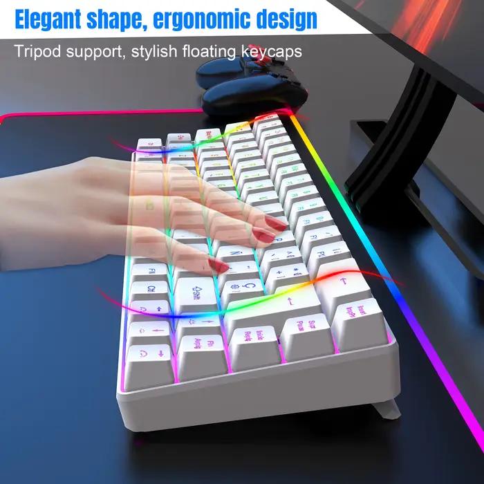 68 touches clavier de jeu USB filaire Portable 20 RGB rétro-éclairage coréen russe anglais