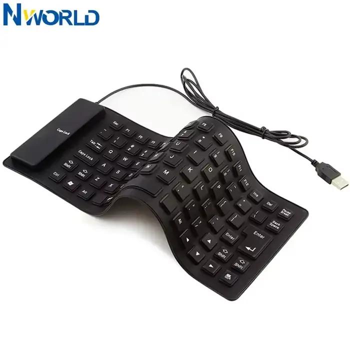 Clavier pliable en silicone filaire USB pour ordinateur portable accessoire silencieux étanche anti-poussière enroulable doux touches prédictives 85/109 occasions spéciales joueurs mobiles étudiants professionnels