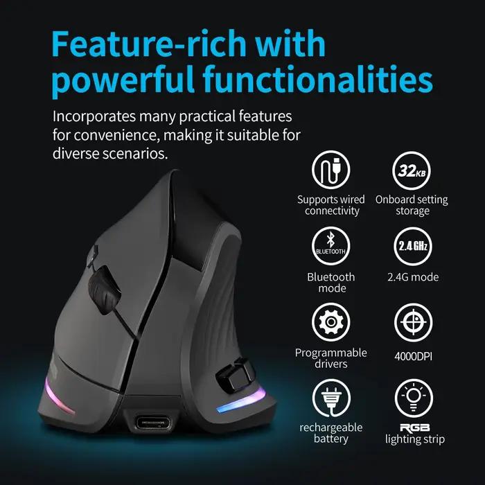Souris sans fil ergonomique Lefon 2.4G