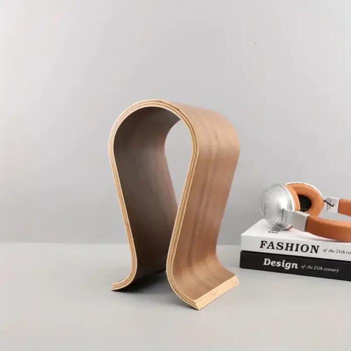 Support pour écouteurs en bois en forme de U