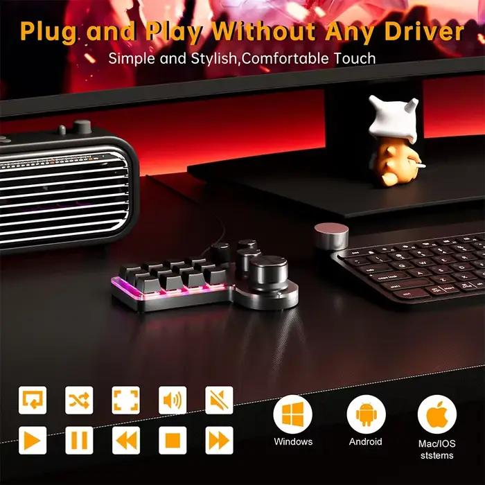 3 Modes 12 touches clavier mécanique 4 boutons programmation personnalisée