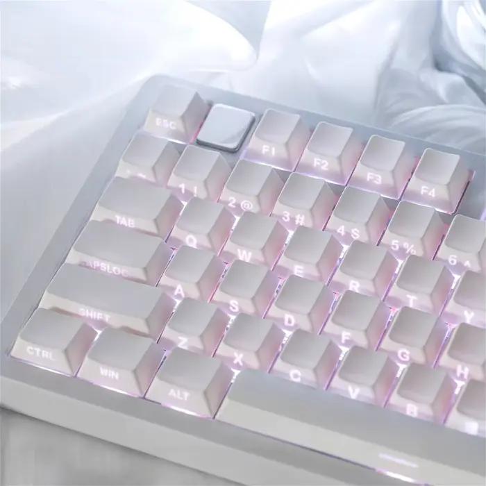 Capuchons de touches translucides minimalistes blancs gravés sur le côté Cherry PBT 130