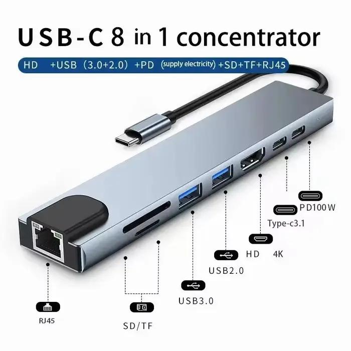 Hub USB C 8 en 1, 7 en 2