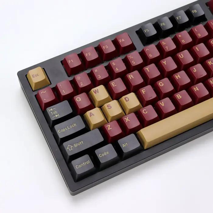KBDiy GMK rouge samouraï Keycap profil Cherry Double Shot PBT ISO Keycaps pour Gamer Kit de clavier mécanique point de jeu capuchon de clé
