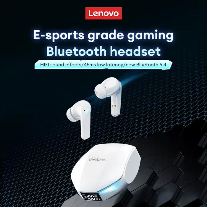 Ecouteurs de jeu sans fil Lenovo GM2 Pro TWS avec affichage de batterie LED et annulation active du bruit pour jeu intense et communication claire en extérieur et en intérieur
