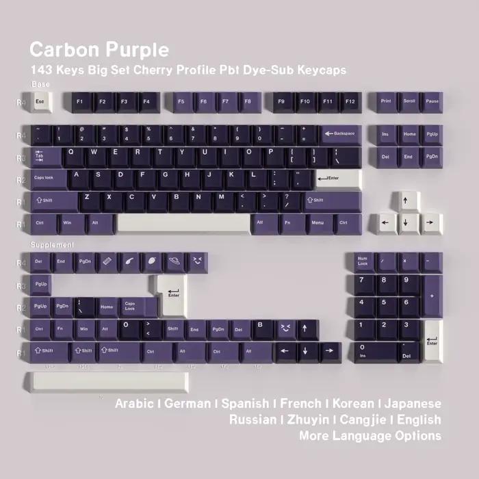 Ensemble de touches de clavier mécanique en carbone violet