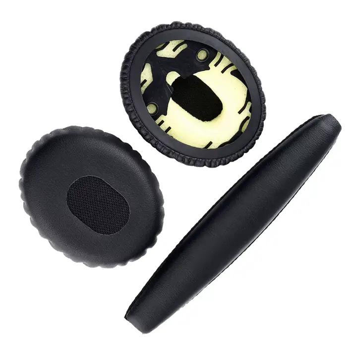 Paire de coussins d'oreille noirs avec tête Sub pour Bose QC3