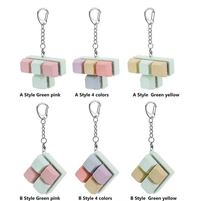Clavier à doigts anti-stress 4 touches DIY, boutons de clavier DIY, porte-clés apaisant pour enfants et adultes, clavier à faire soi-même, testeur d'axe de clavier mécanique, touches, bouton de clavier fidget pour usage quotidien et occasions spéciales