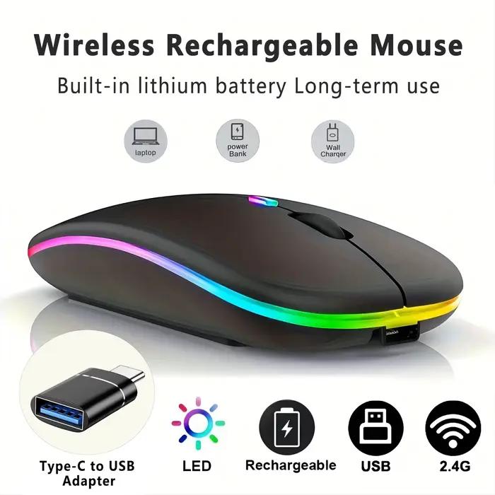 Souris Bluetooth sans fil avec adaptateur type-c vers USB