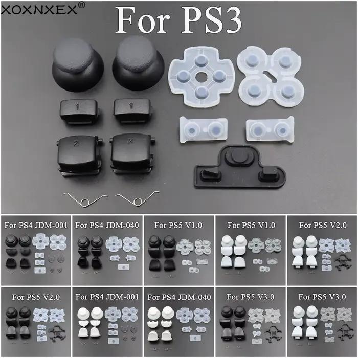 1 jeu pour PS3 PS4 JDM-001 040 PS5 V1 V2 V3 contrôleur L1 R1 L2 R2 boutons de déclenchement bâton analogique 3D + bouton en caoutchouc conducteur