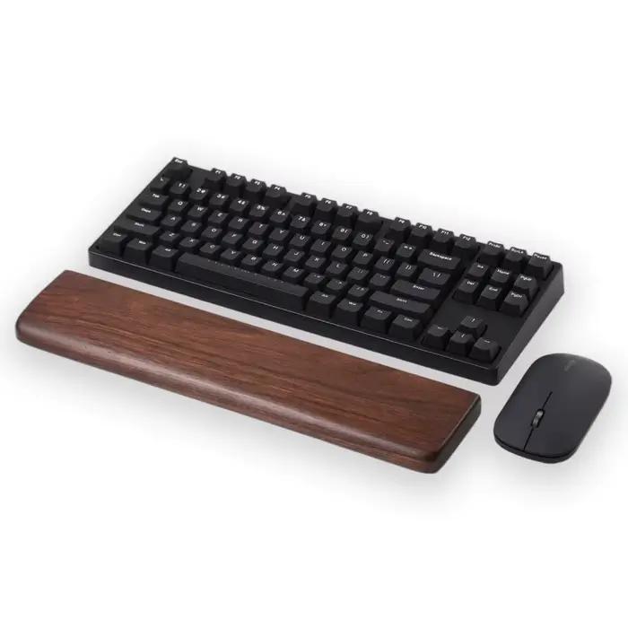 Repose-poignet en noyer noir ergonomique pour clavier mécanique compatible avec de nombreux modèles d'ordinateurs de bureau et portables pour une utilisation confortable et esthétique