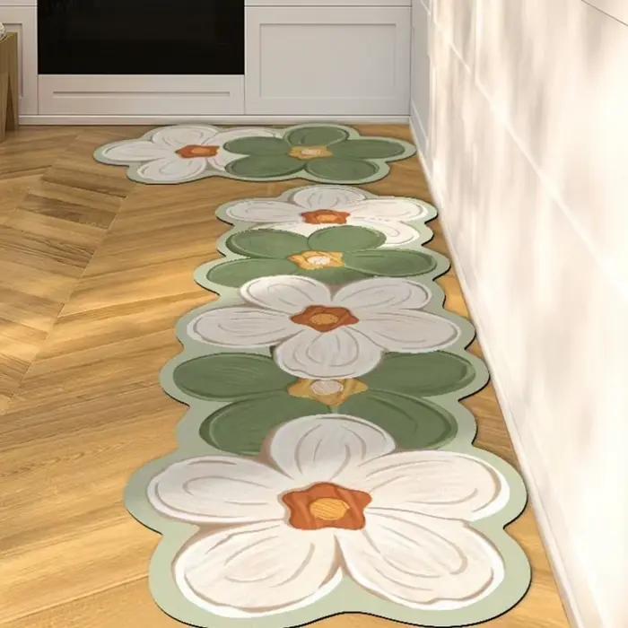 Tapis de sol absorbant de cuisine coréenne, longue bande, résistant à la saleté, séchage rapide, absorbant l'huile, pour porte de salle de bain, d'entrée
