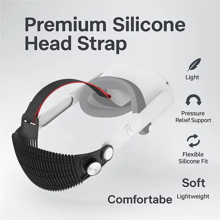 Sangle de tête réglable en silicone souple B68C pour Meta Oculus Quest 2 VR