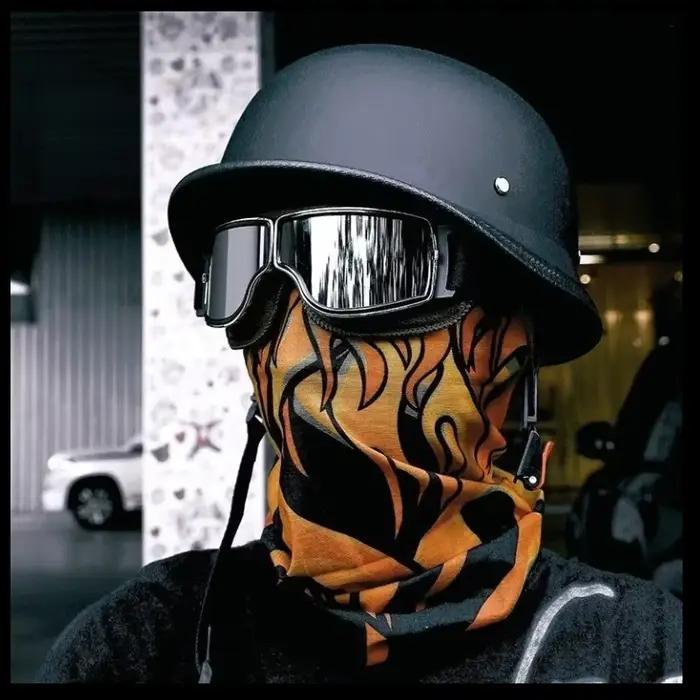 Casque de soldat allemand moto pour Harley rétro semi-casque casque de moto Certification d'été casque de traction voiture de croisière