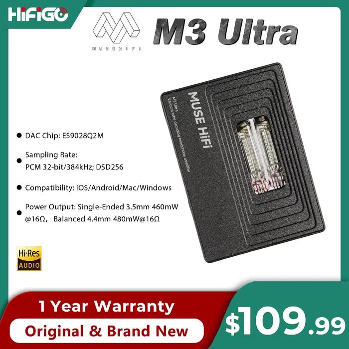 MUSEHiFi M3 Ultra JAN6418 Amplificateur de casque portable à tube à vide USB-C DAC & AMP avec décodage Type-C