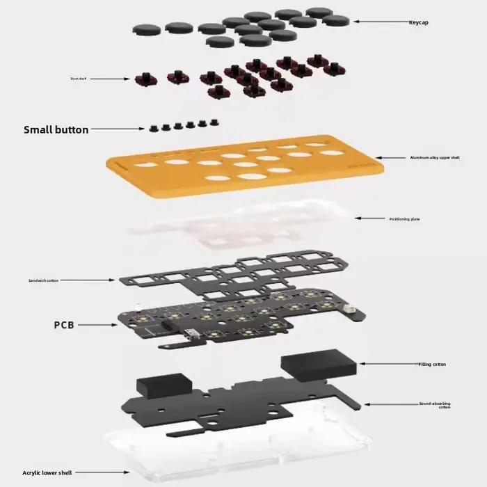 Clavier de jeu portable DOIO KBGM-H06M+ avec coque supérieure en alliage d'aluminium