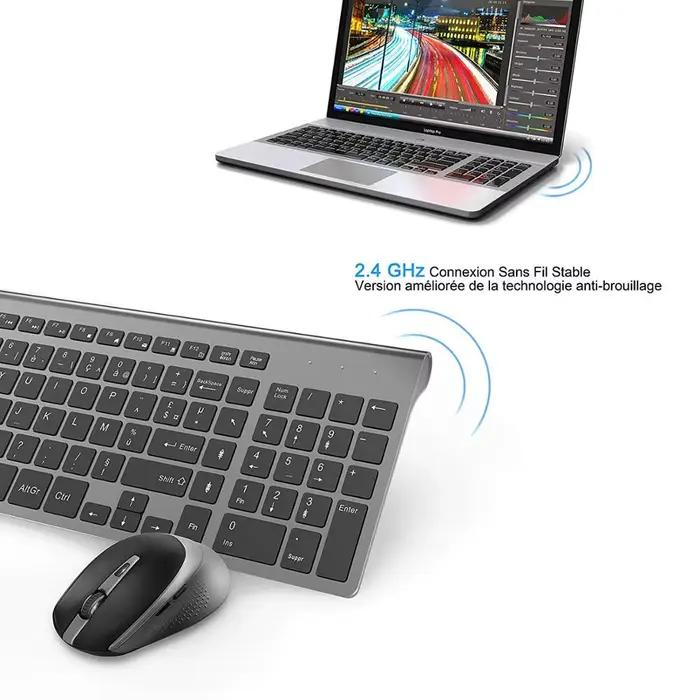 Wireless Keyboard and Mouse Combo French(AZERTY) Russian Spain USA Layout 2400DPI 2.4G Full Size Silent Button