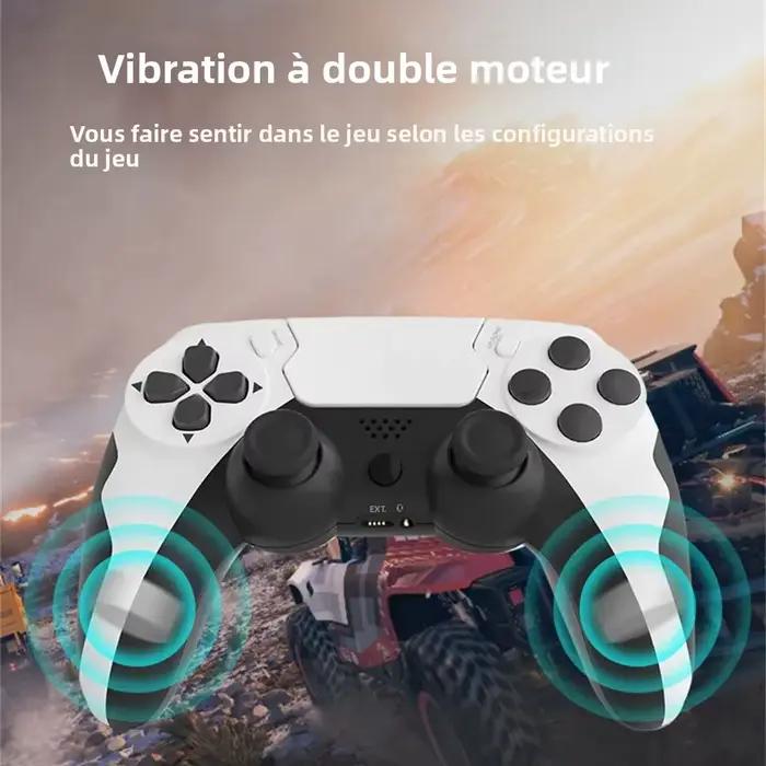 Manette de jeu sans fil avec gyroscope à six axes pour PS4, PS3 et PC - vibration double - design élégant - couleur personnalisable - pour joueurs passionnés et amateurs