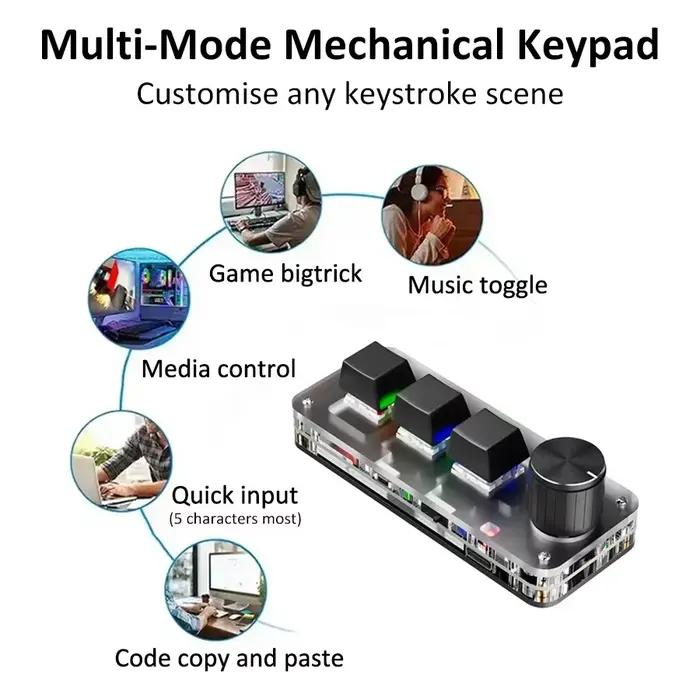 3 touches 1 bouton personnaliser clavier 2.4G Bluetooth programmation Macro