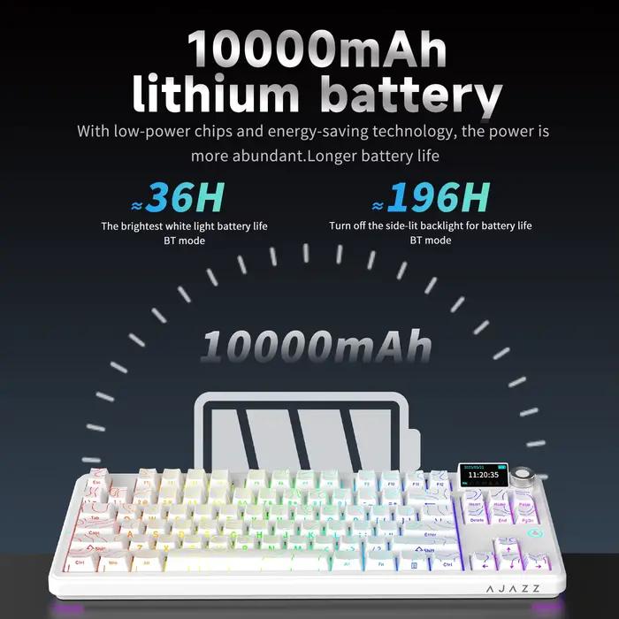 Clavier mécanique de jeu Ajazz AK870 V2 filaire RVB remplaçable à chaud pour ordinateurs portables couleurs personnalisables occassions de jeu et travail