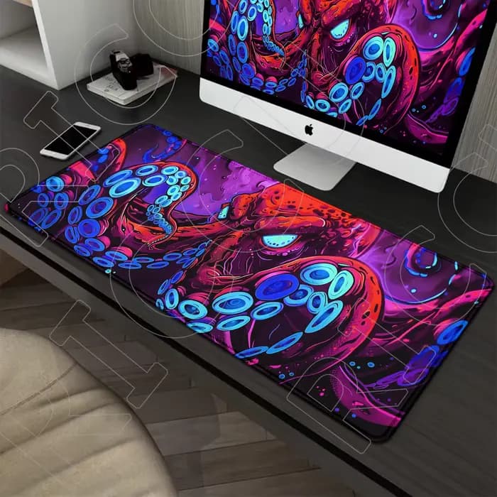 Tapis de souris punk poulpe monstre de mer, grand clavier de Gamer, tapis de bureau, pour ordinateur de jeu, XXL étendu 30x60cm, accessoires de bureau