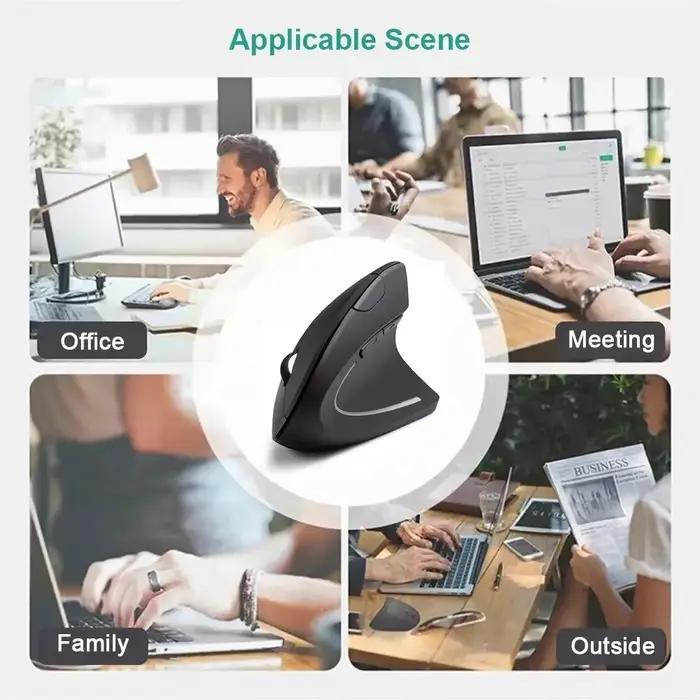 Souris Verticale Ergonomique Sans Fil 2.4GHz 3 Réglages DPI 6 Boutons Précision Haute pour Utilisation Prolongée Occasions Bureau Portable