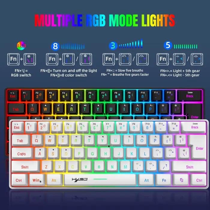 HXSJ L500 clavier de jeu sans fil filaire Tri mode 60% rvb